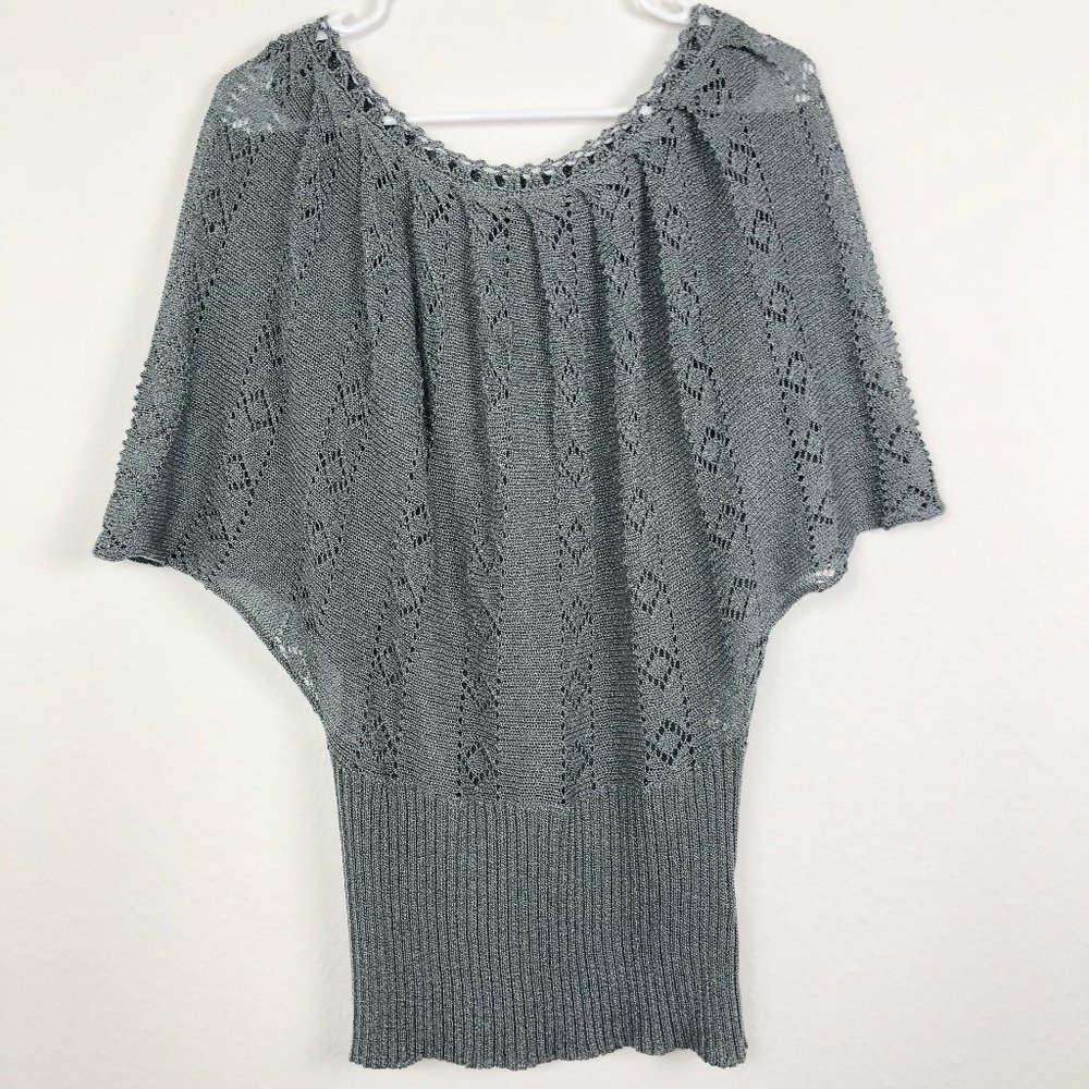 Sioni Gray Knit Top W/ Cinched Waist